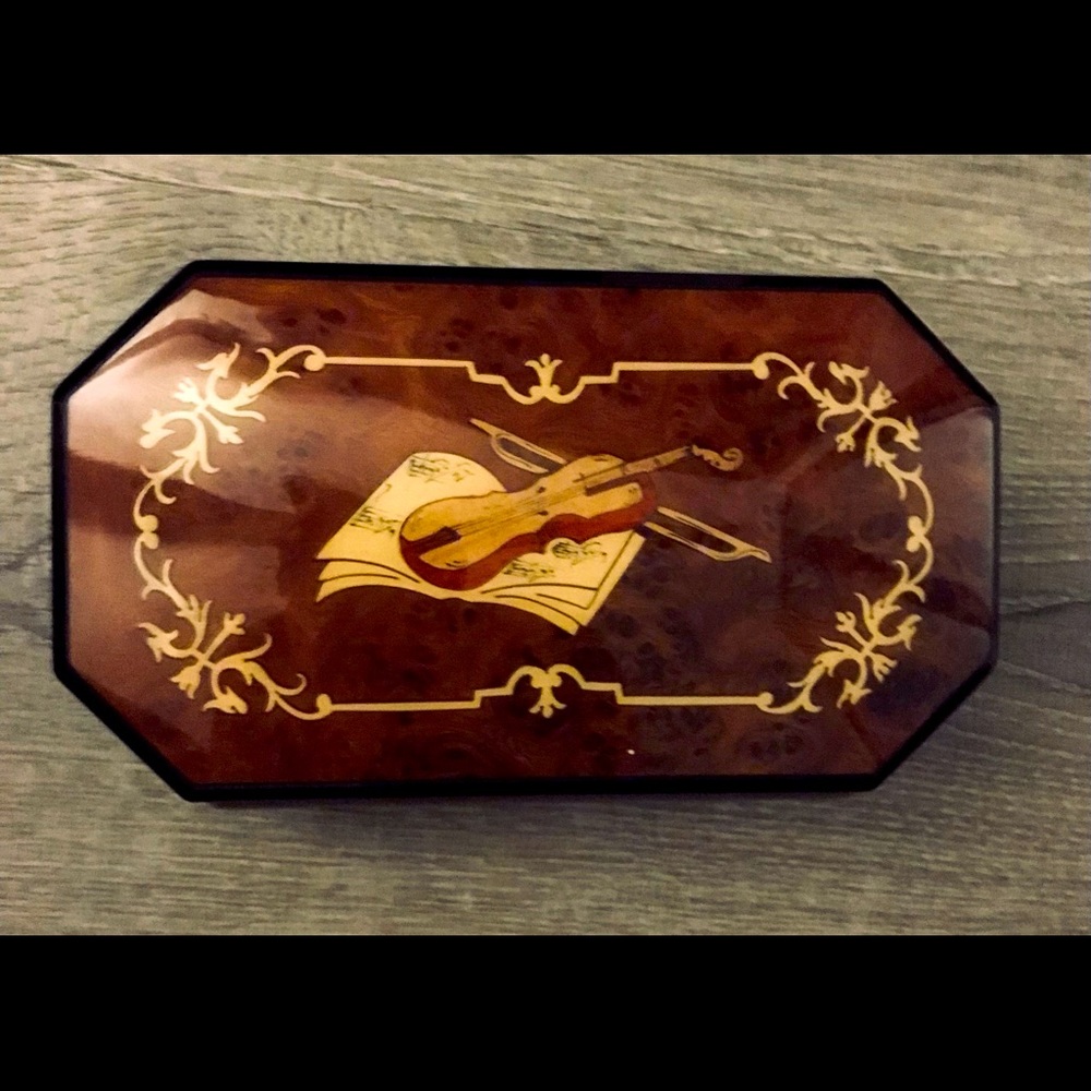 Rare Handcrafted Violin Music Box From Italy